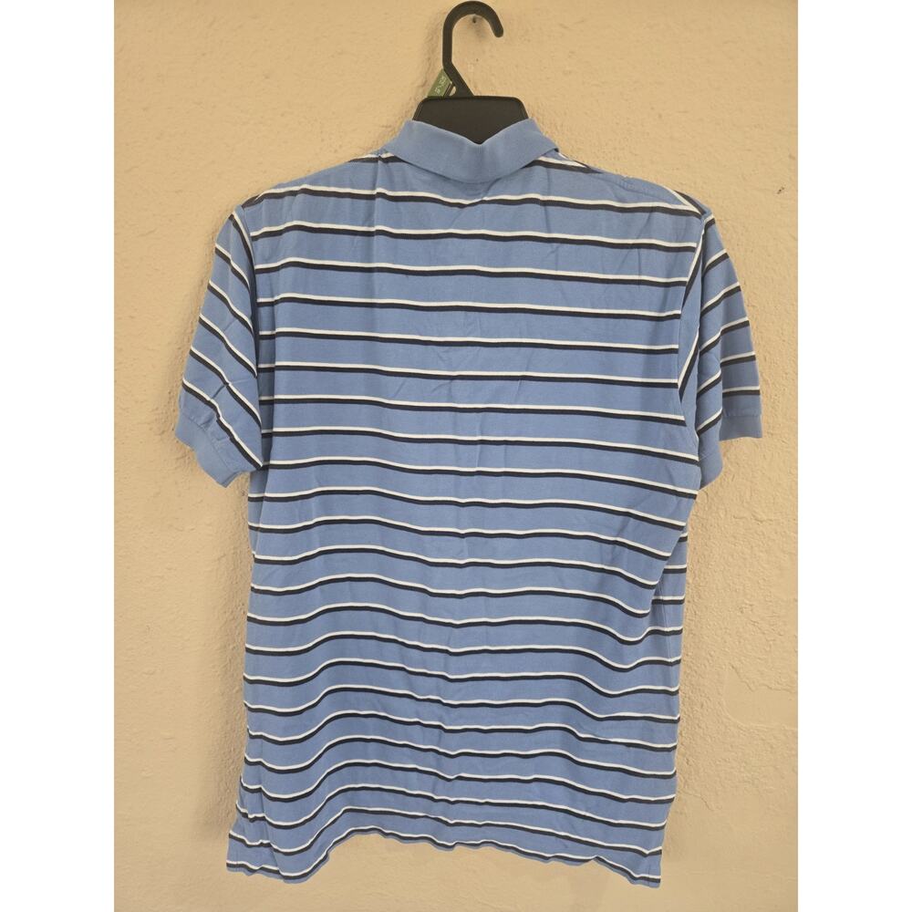 Ralph Lauren Polo Shirt Mens Blue Stripped Casual Pony Short Sleeve Rugby, M - Picture 4 of 4